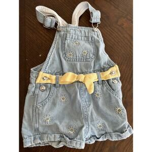 Girls Size 2T Bib Front Overalls Jean Embroidered Flowers Daisy’s